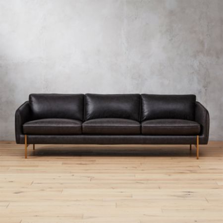 Black leather modern sofa