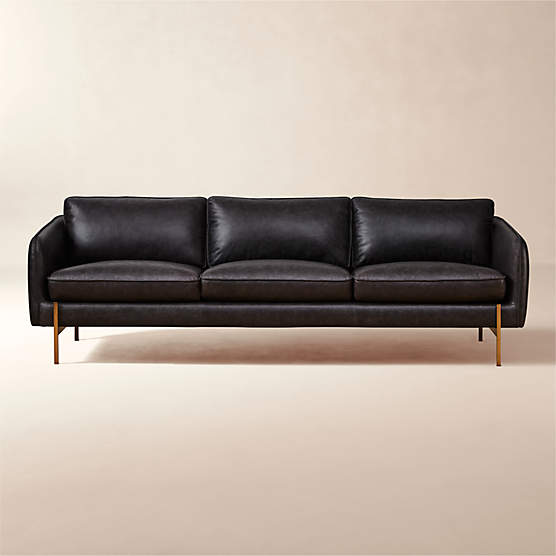 Hoxton 96.75" Black Leather Sofa