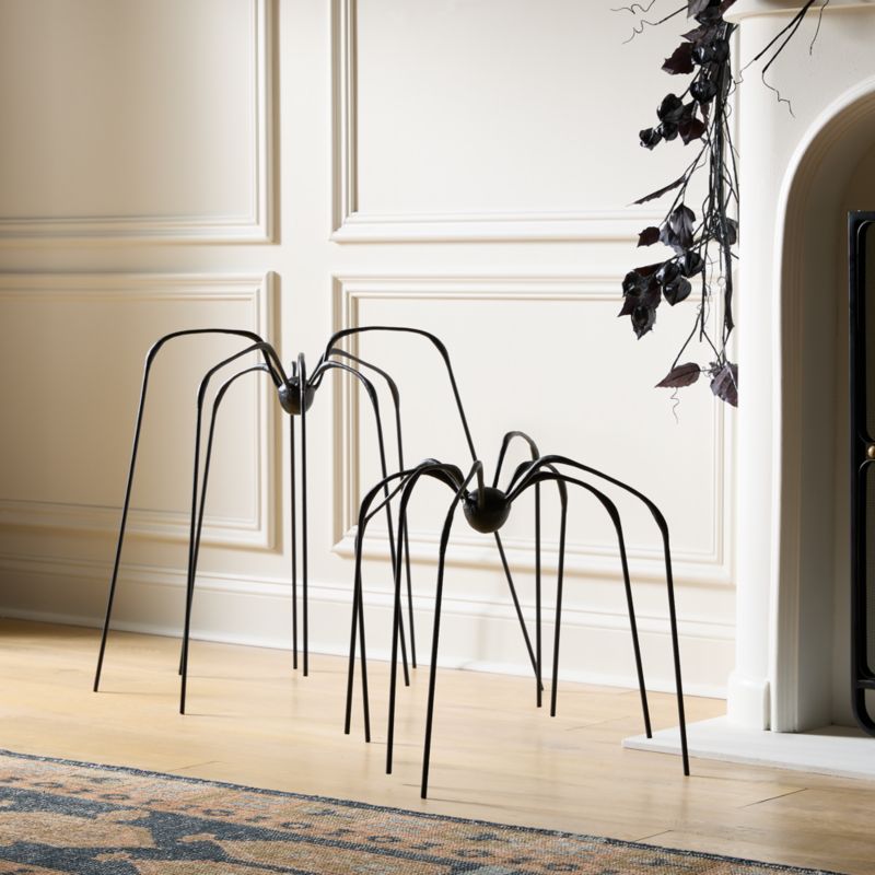 Huntsman Black Cast Aluminum Indoor/Outdoor Halloween Decorative Spider Set of 2 - image 1 of 5