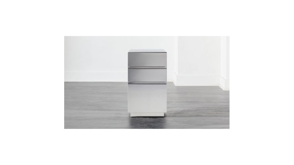 Hudson 3Drawer Polished Stainless Steel File CB2