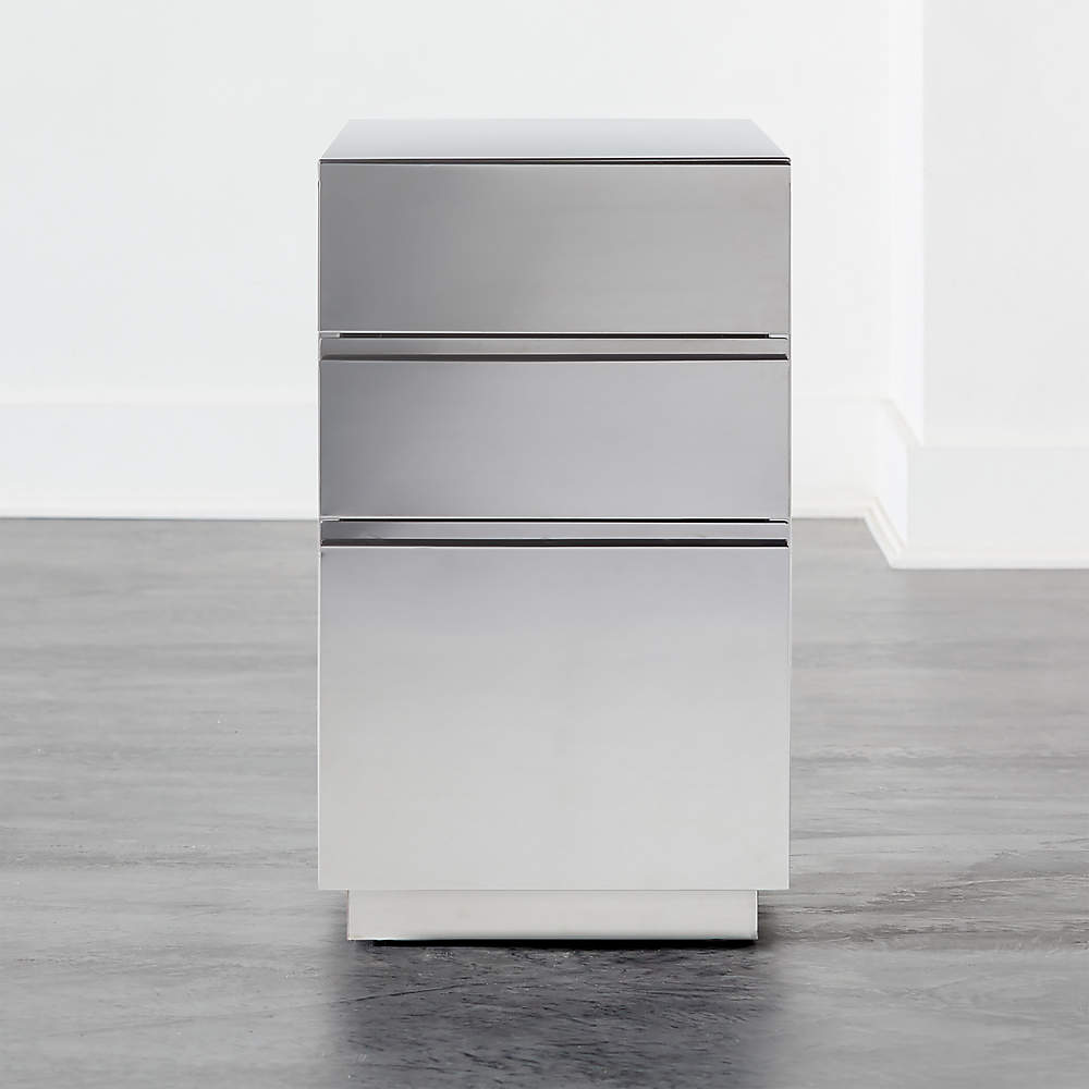 Hudson 3 Drawer Polished Stainless, Cb2 Stainless Steel File Cabinet