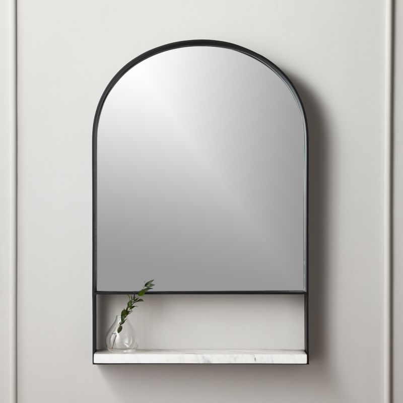 View Hugh Wall Mirror with Marble Shelf 24"x36.25" details
