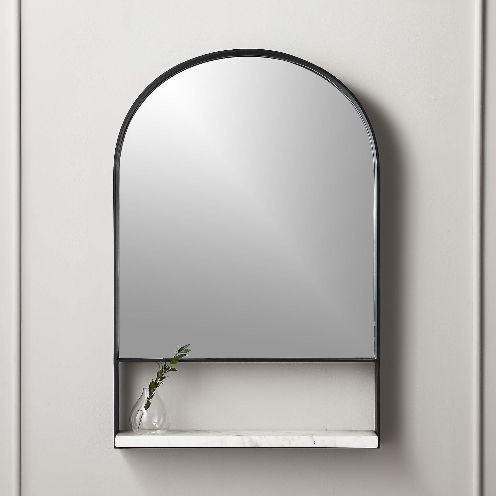 Hugh Wall Mirror with Marble Shelf 24"x36.25" + Reviews CB2