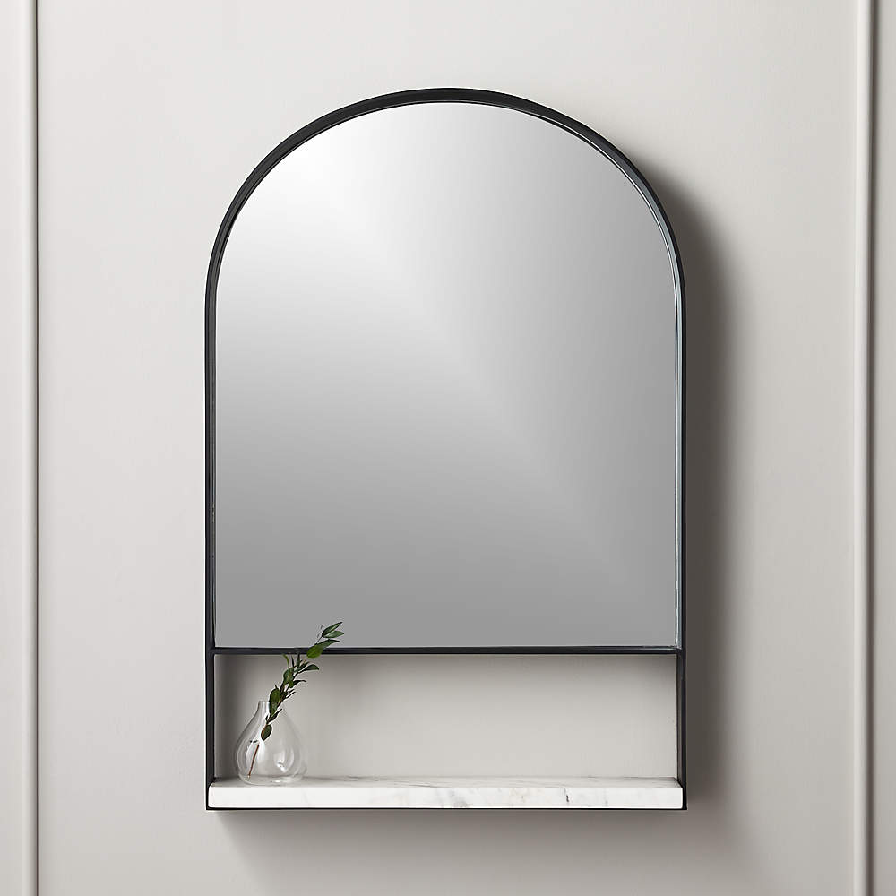 Hugh Wall Mirror With Marble Shelf 24, Wall Mirror Shelf Bathroom