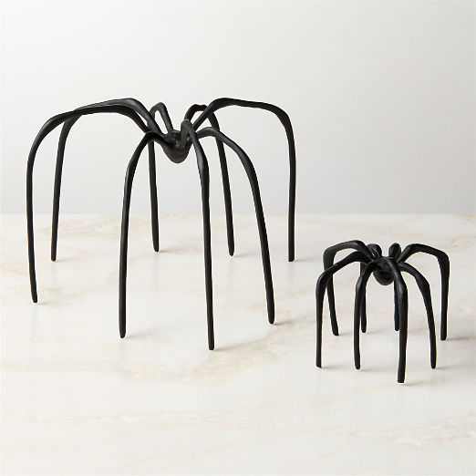 Huntsman Black Cast Aluminum Halloween Decorative Spider Set of 2