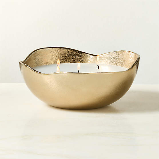 Huron Gold Cast Aluminum Unscented Candle Bowl 26.4oz