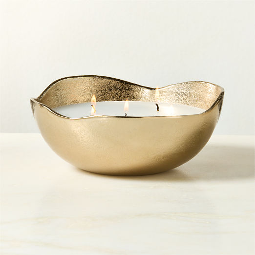 Huron Gold Cast Aluminum Unscented Candle Bowl 26.4oz