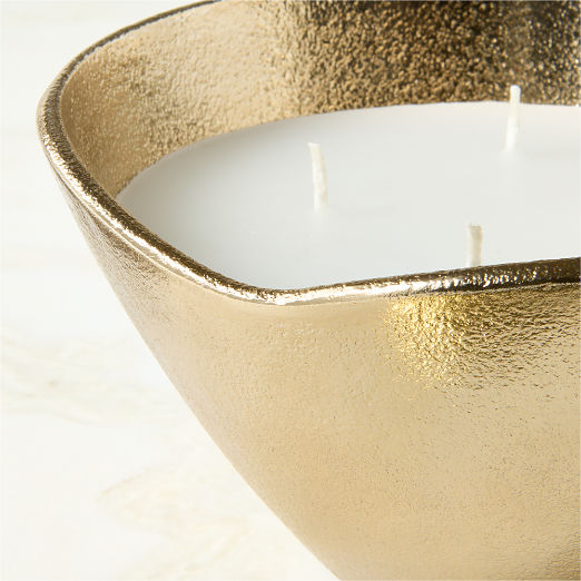 Huron Gold Cast Aluminum Unscented Candle Bowl 31.4oz