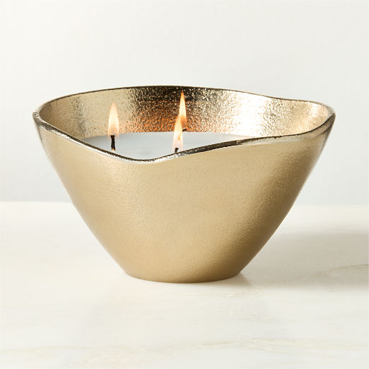 Huron Gold Cast Aluminum Unscented Candle Bowl 31.4oz