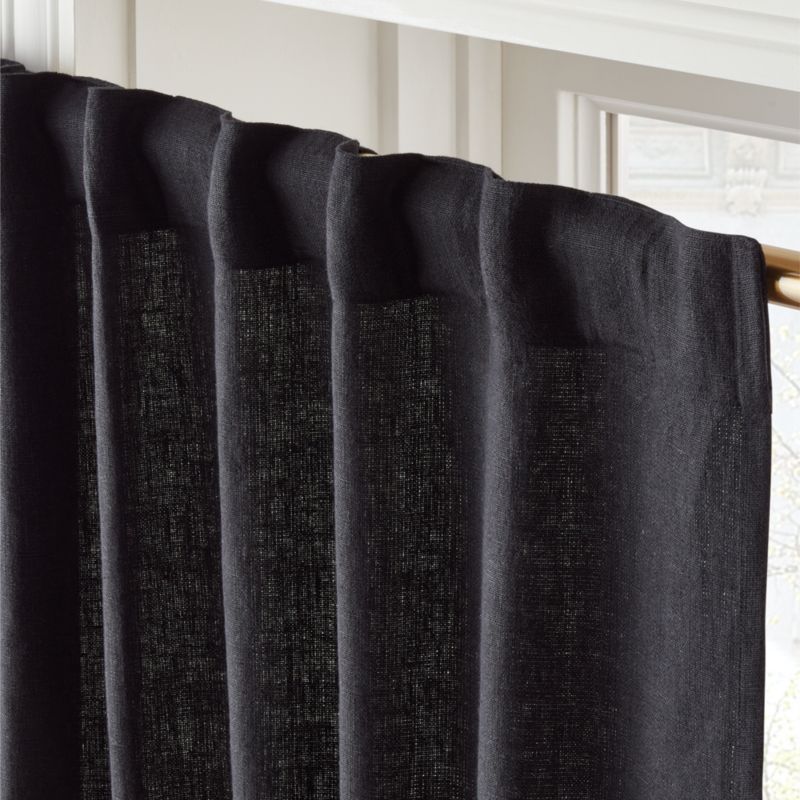 Heavyweight Black Linen Window Curtain Panel 48''x108'' - image 3 of 5