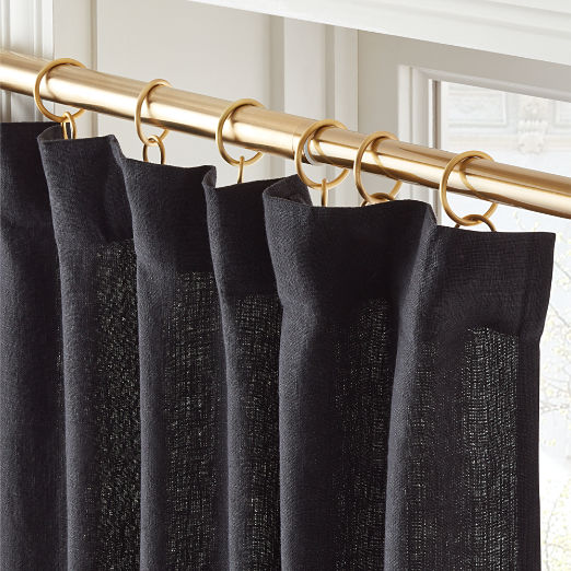 Heavyweight Black Linen Window Curtain Panel 48''x96''