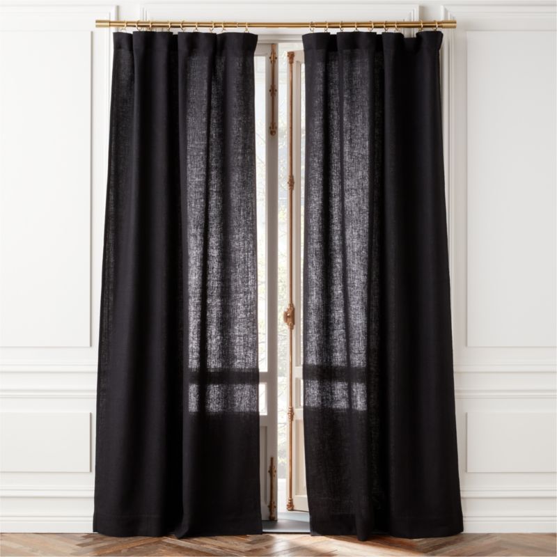 Heavyweight Black Linen Window Curtain Panel 48''x108'' - image 0 of 5