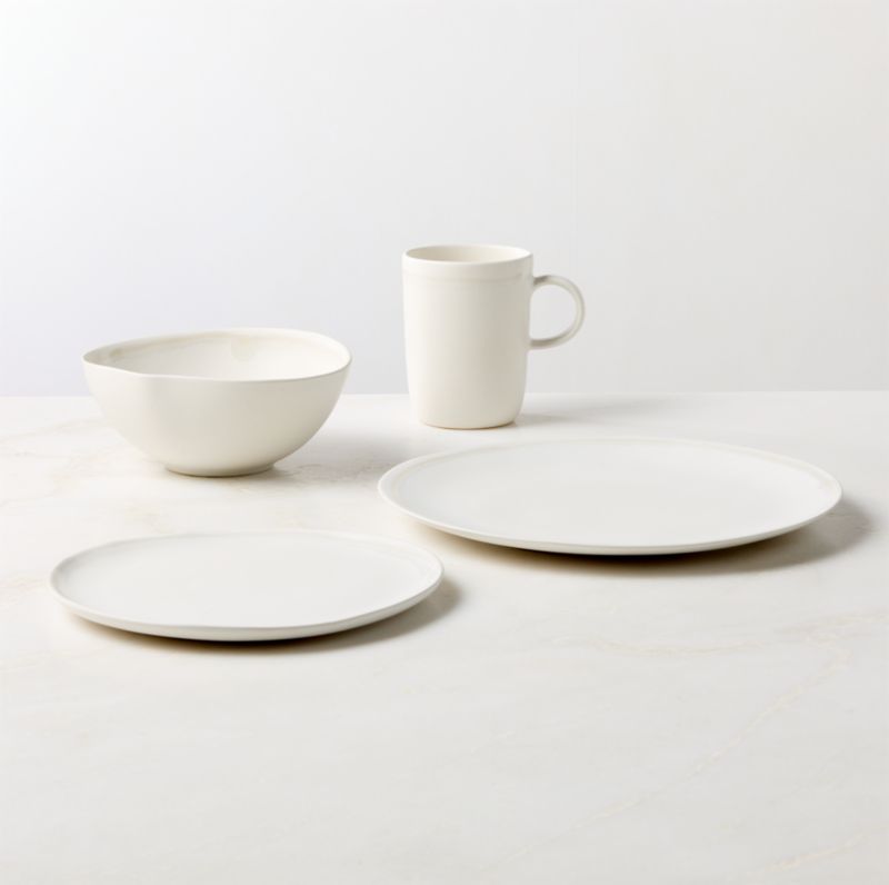 Viewing product image Hyacinth 4-Piece White Dinnerware Set with Soup Bowl with Reactive Glaze - image 1 of 2