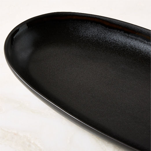 Hyacinth Black Oval Serving Platter with Reactive Glaze