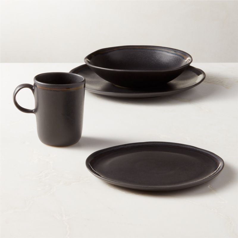 Hyacinth 4-Piece Black Dinnerware Set with Pasta Bowl with Reactive Glaze - image 0 of 3