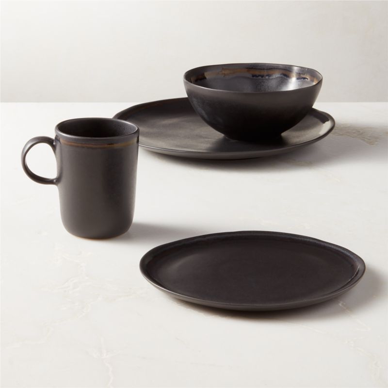 Viewing product image Hyacinth 4-Piece Black Dinnerware Set with Soup Bowl with Reactive Glaze - image 1 of 3