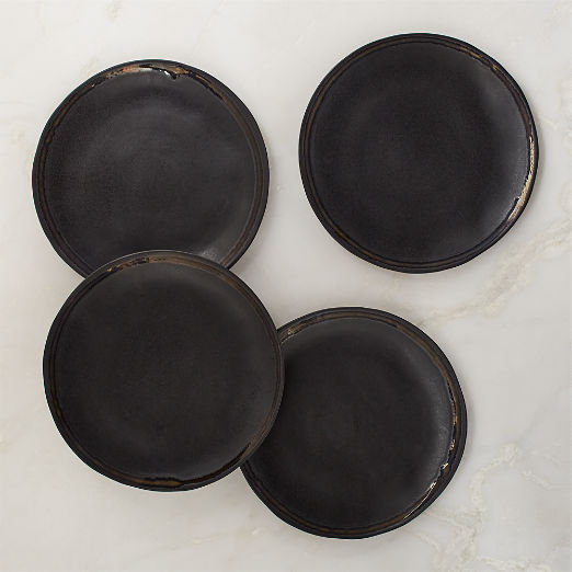 Hyacinth Black Dinner Plate with Reactive Glaze