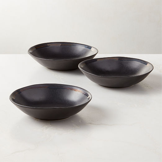 Hyacinth Black Pasta Bowl with Reactive Glaze