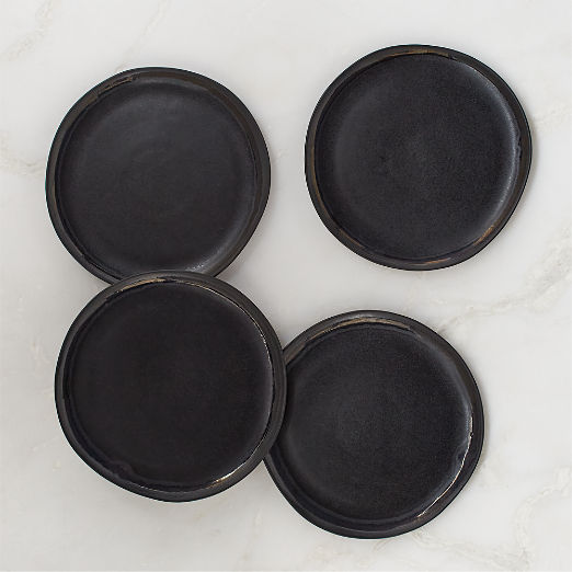 Hyacinth Black Salad Plate with Reactive Glaze