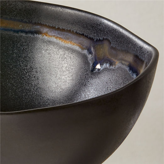 Hyacinth Black Soup Bowls with Reactive Glaze Set of 6