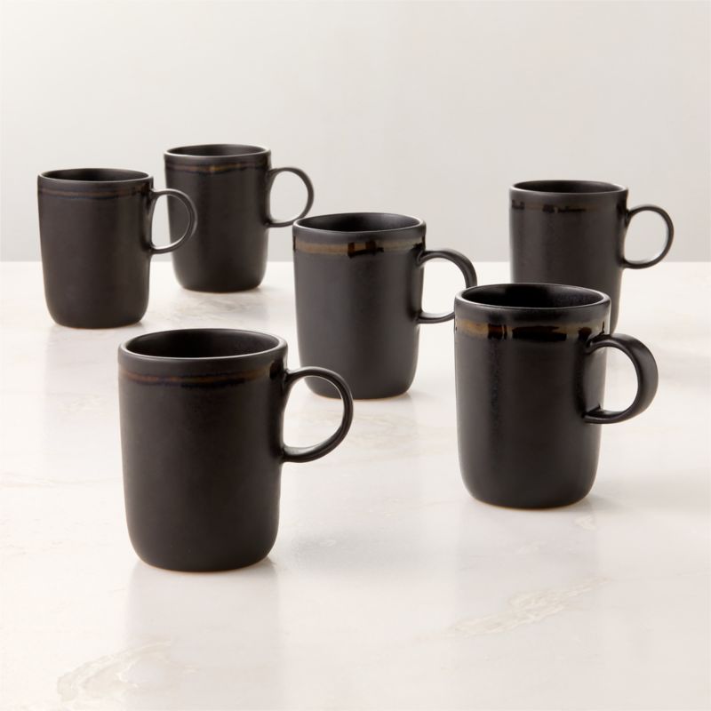 Hyacinth Black Coffee Mugs 11.75oz Set of 6 - image 0 of 3