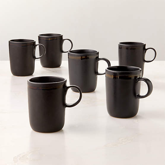 Hyacinth Black Coffee Mugs 11.75oz Set of 6