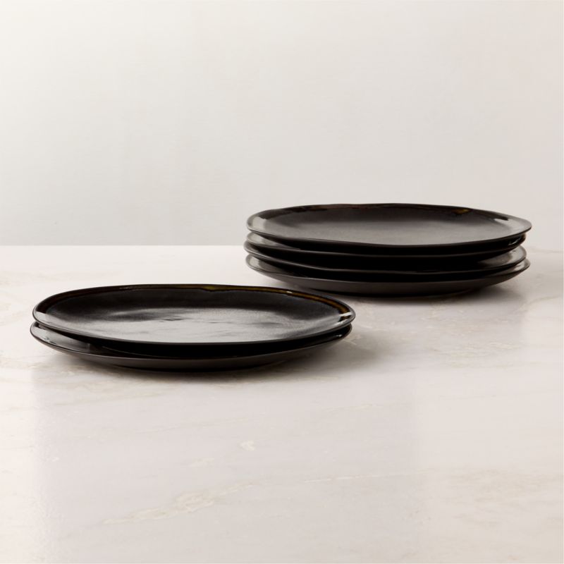 Hyacinth Black Dinner Plates with Reactive Glaze Set of 6 - image 0 of 3