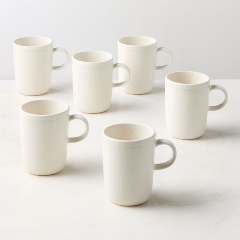 View Hyacinth White Mugs with Reactive Glaze 11.75oz Set of 6 details