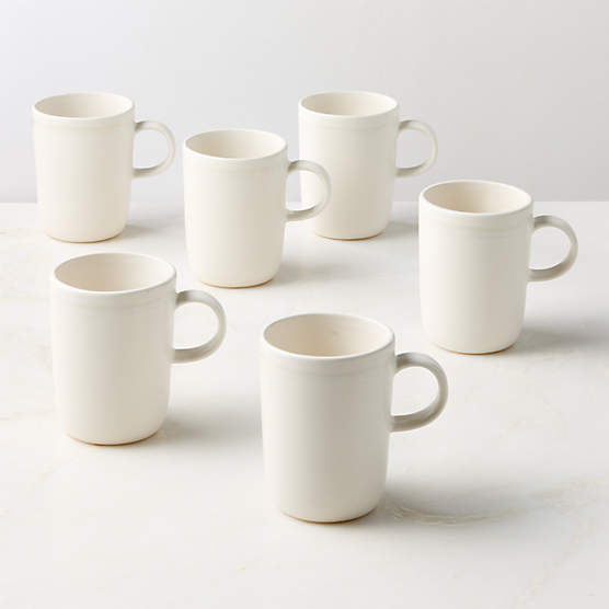 Hyacinth White Mugs with Reactive Glaze 11.75oz Set of 6