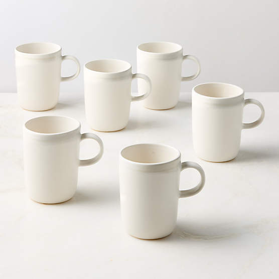 Hyacinth White Mugs with Reactive Glaze 11.75oz Set of 6