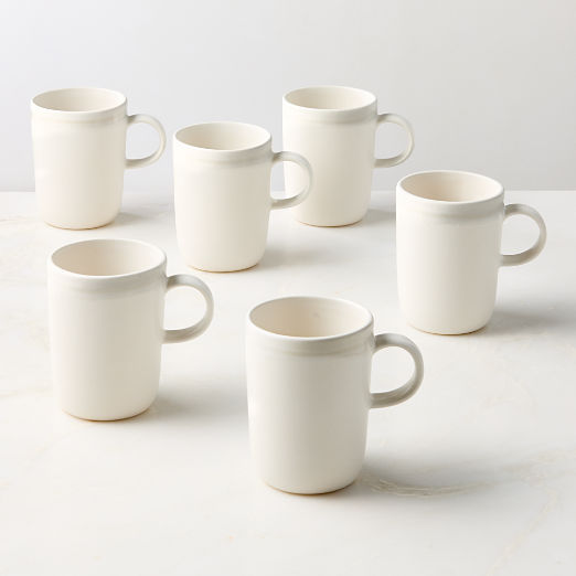 Hyacinth White Mugs with Reactive Glaze 11.75oz Set of 6