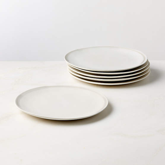 Hyacinth White Dinner Plates with Reactive Glaze Set of 6