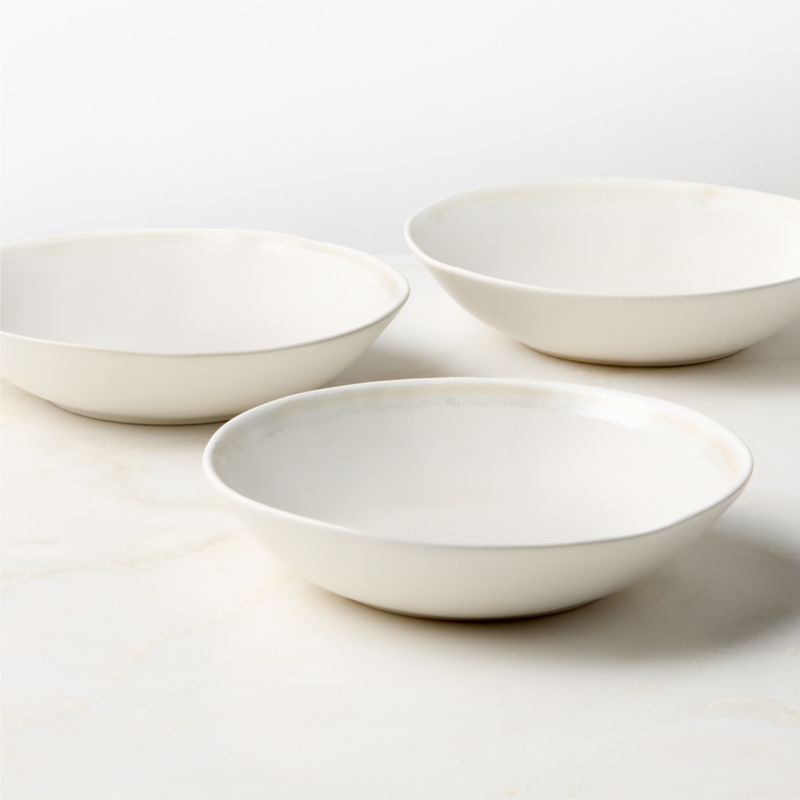 Hyacinth White Pasta Bowls with Reactive Glaze Set of 6