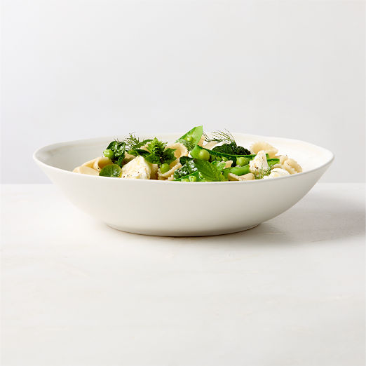 Hyacinth White Pasta Bowl with Reactive Glaze