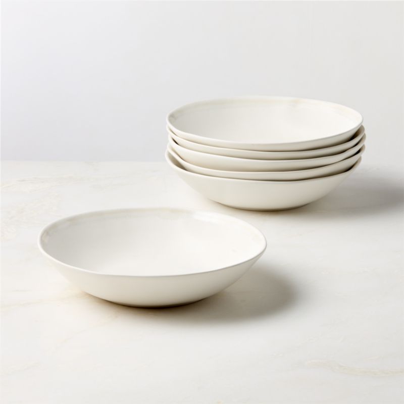 View Hyacinth White Pasta Bowls with Reactive Glaze Set of 6 details
