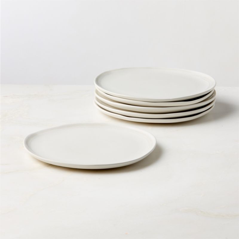 Hyacinth White Salad Plates with Reactive Glaze Set of 6 - image 0 of 6