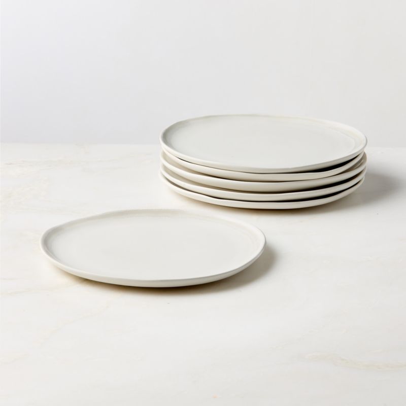View Hyacinth White Salad Plates with Reactive Glaze Set of 6 details