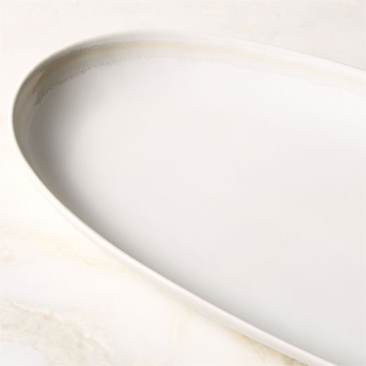 Hyacinth White Oval Serving Platter with Reactive Glaze