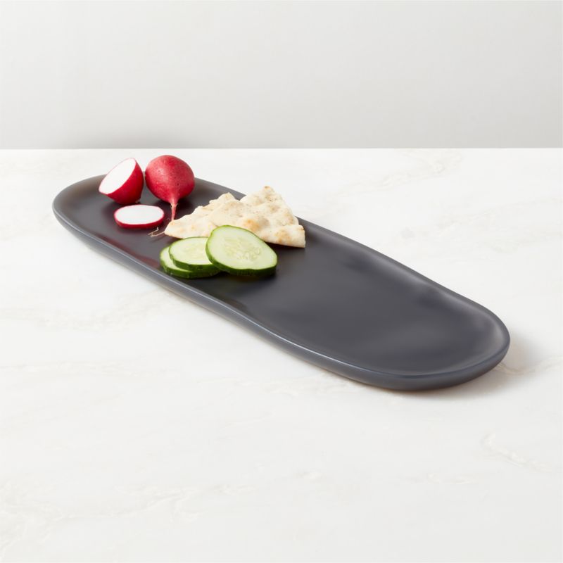 View Hylee Oval Black Resin Serving Platter details