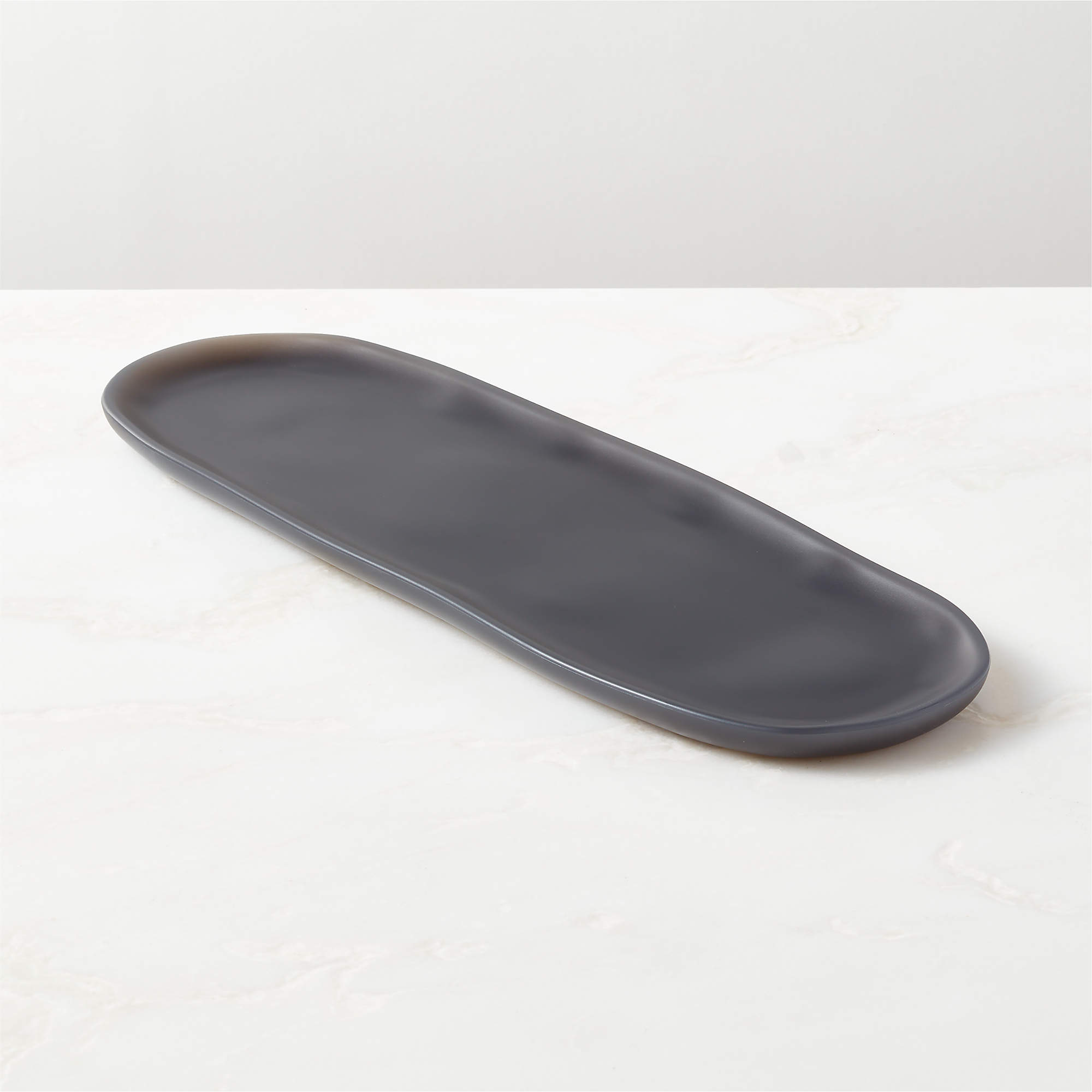 Hylee Oval Black Resin Serving Platter CB2
