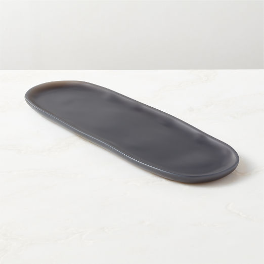 Hylee Oval Black Resin Serving Platter