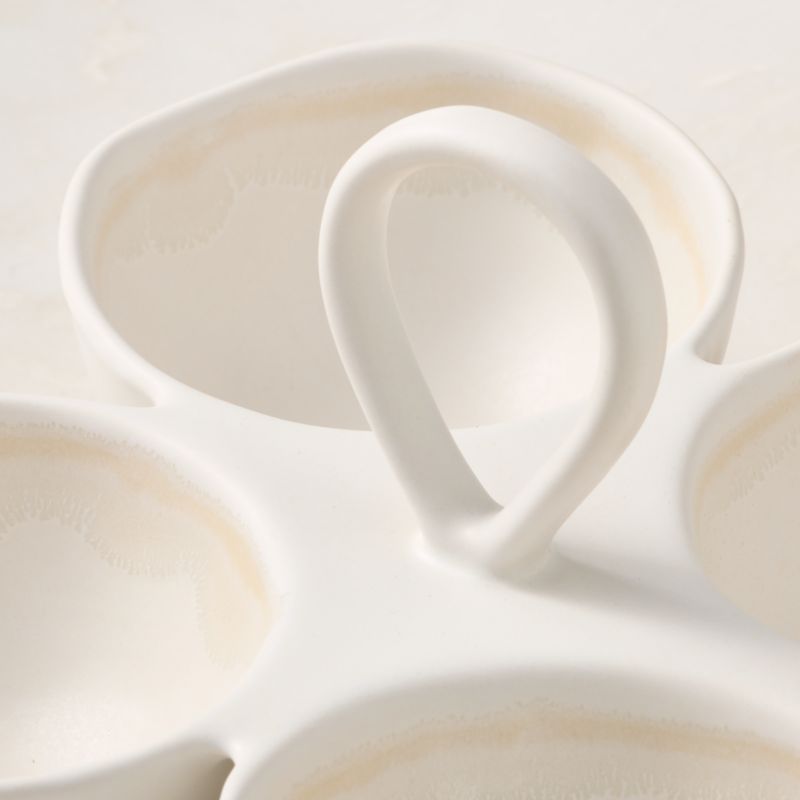 Hyacinth White 4-Section Divided Serving Bowls With Reactive Glaze - image 1 of 3