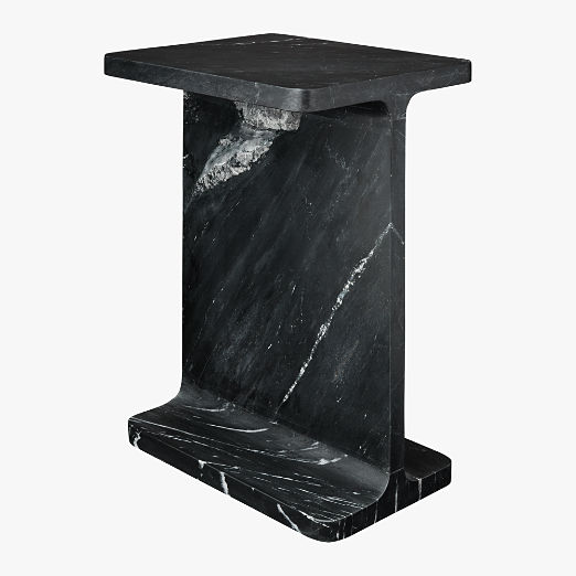 I Beam Black Marble Side Table