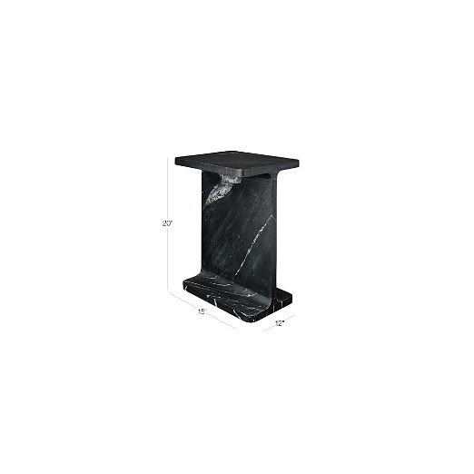 I Beam Black Marble Side Table