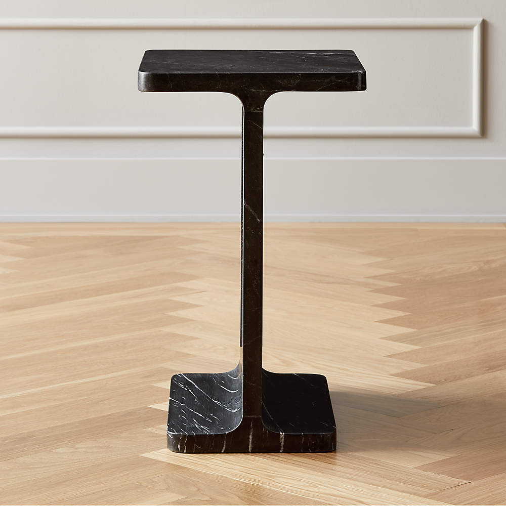 I Beam Black Marble Side Table Reviews Cb2