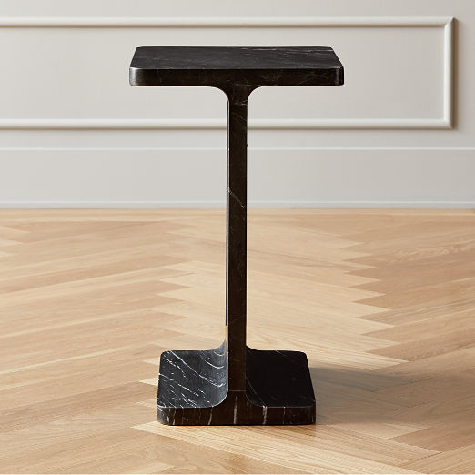 I Beam Black Marble Side Table