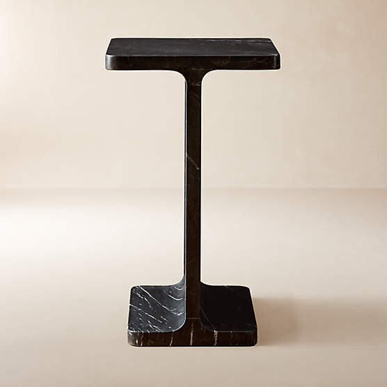 I Beam Black Marble Side Table