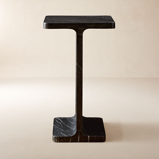 I Beam Black Marble Side Table