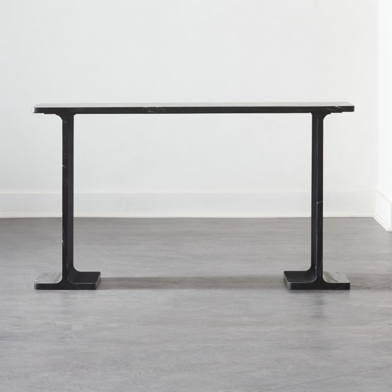 I Beam Black Marble Console Table Cb2