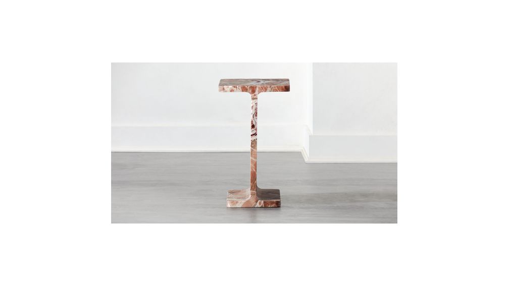 I Beam Pink Marble Side Table + Reviews | CB2 Canada